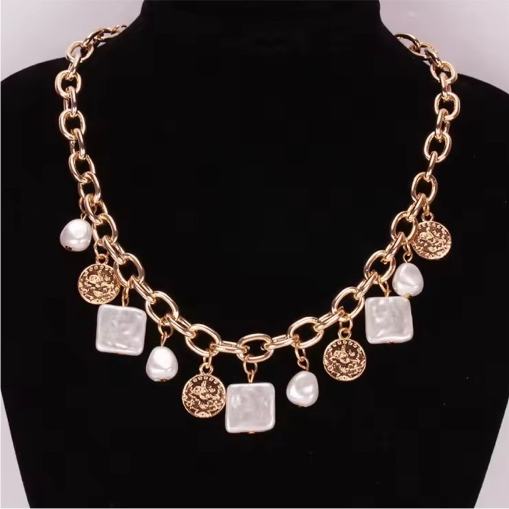 Anthropologie  Gold Irregular Charm Choker Necklace